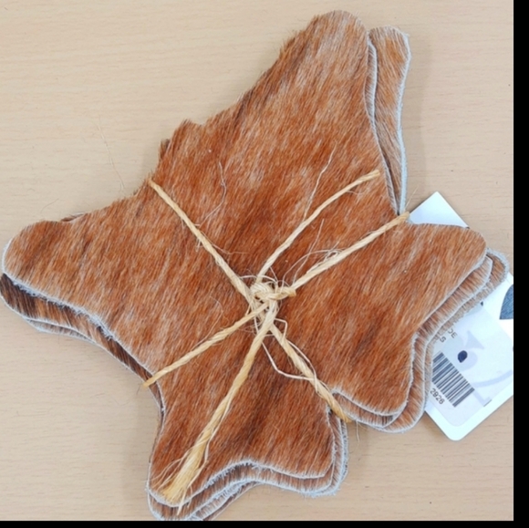 Coasters cowhide hair on set of 6 new! - Picture 2 of 3